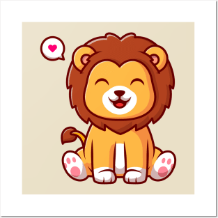 Cute Lion Sitting Cartoon Posters and Art